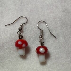 HANDMADE Red and White Mushroom Earrings